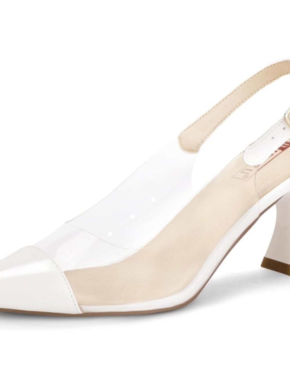 Women's Slingback Pumps Closed Pointed Toe Kitten Low Short Prom Heels White